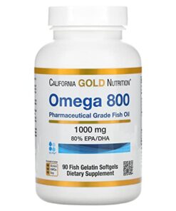 California Gold Nutrition, Omega 800 Ultra-Concentrated Omega-3 Fish Oil, kd-pur Triglyceride Form, 1,000 mg, 90 Fish Gelatin Softgels