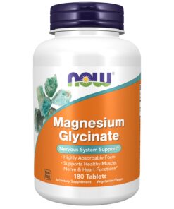 NOW Foods, Magnesium Glycinate, 200 mg, 180 Tablets (100 mg per Tablet)