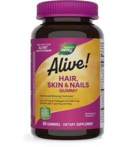 Nature's Way, Alive! Hair, Skin & Nails Gummies, Strawberry, 60 Gummies