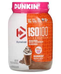 Dymatize, ISO100 Hydrolyzed, 100% Whey Protein Isolate, Dunkin’ Mocha Latte, 1.4 lb (650 g)