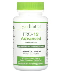 Hyperbiotics, PRO-15 Advanced with Kiwifruitx, 15 Billion CFU, 60 Time-Release Tablets