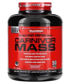 MuscleMeds, Carnivor Mass, Anabolic Beef Protein Gainer, Strawberry, 5.79 lbs (2,698 g)