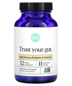 Ora, Trust Your Gut, High Potency Probiotic & Prebiotic, 60 Capsules