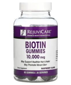 Rejuvicare, Biotin Gummies, Raspberry, 10,000 mcg, 60 Gummies