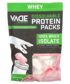 Vade Nutrition, Dissolvable Protein Packs, 100% Isolate, Strawberry Milkshake, 1.6 lb (720 g)