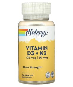 Solaray, Vitamin D3 + K2, 120 VegCaps